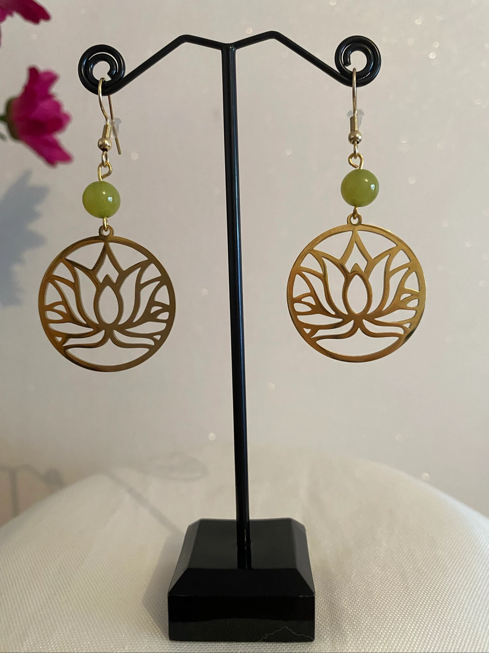 Boucles d’oreilles fleur de lotus effet miroir 